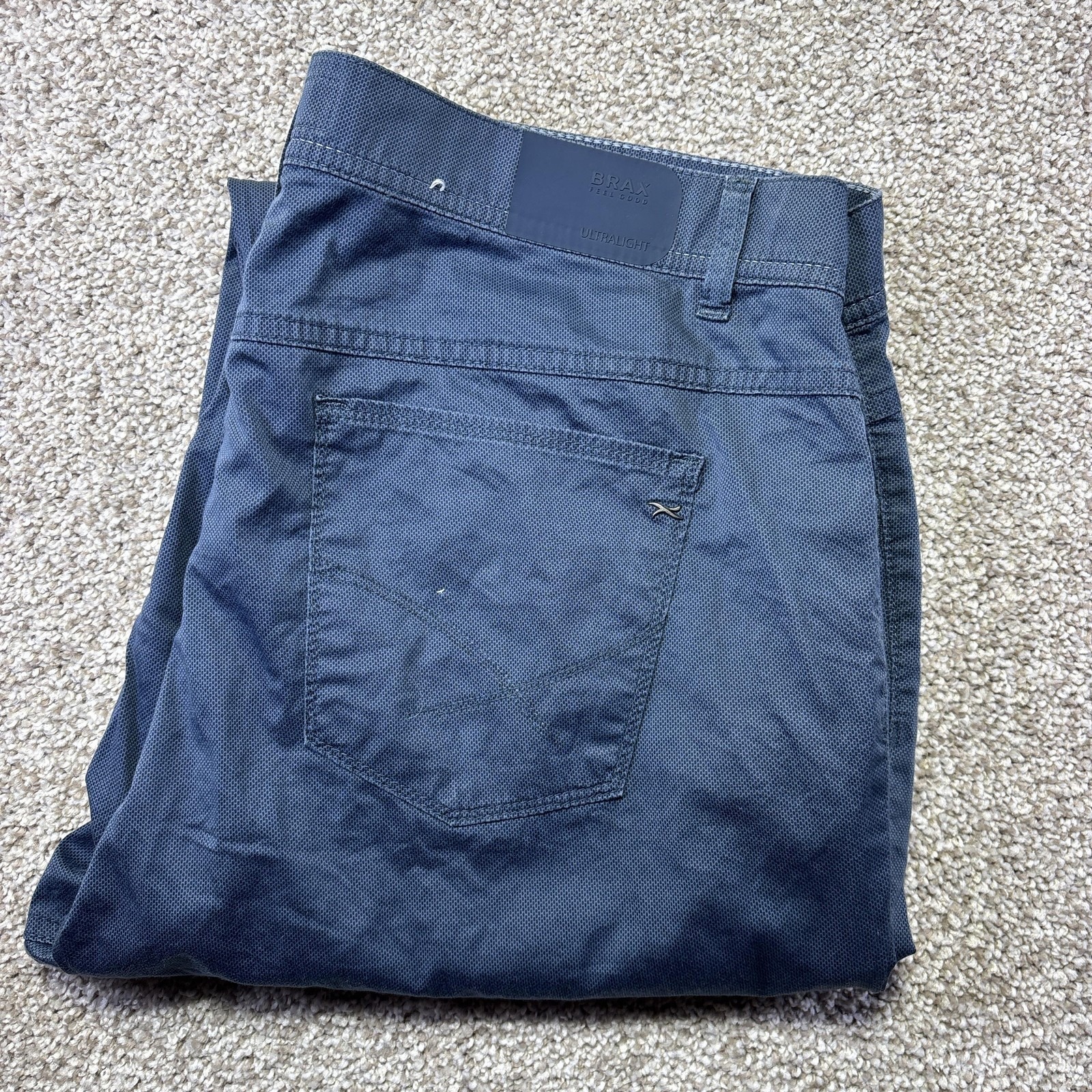Brax Pants Mens 38x32 Blue Ultralight Cooper Regular Fit Chino Casual Pockets